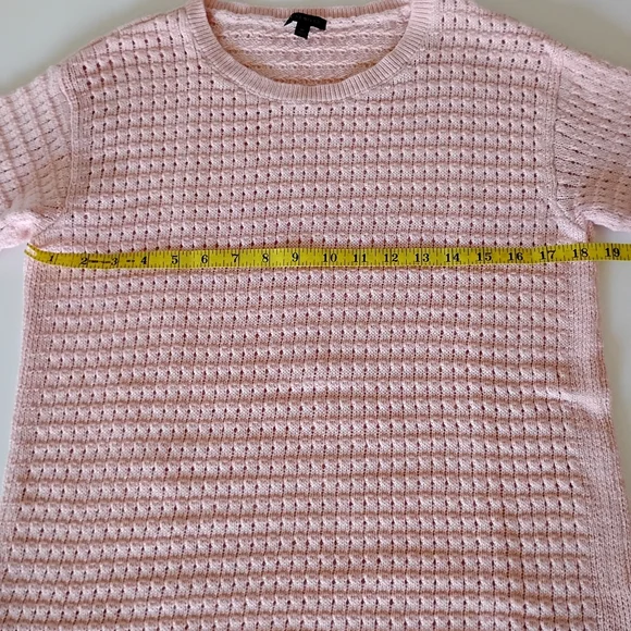 Talbots Cotton Blend Basket Weave Knit 3/4 Sleeve Pastel Pink Sweater Sz Medium - Picture 14 of 17